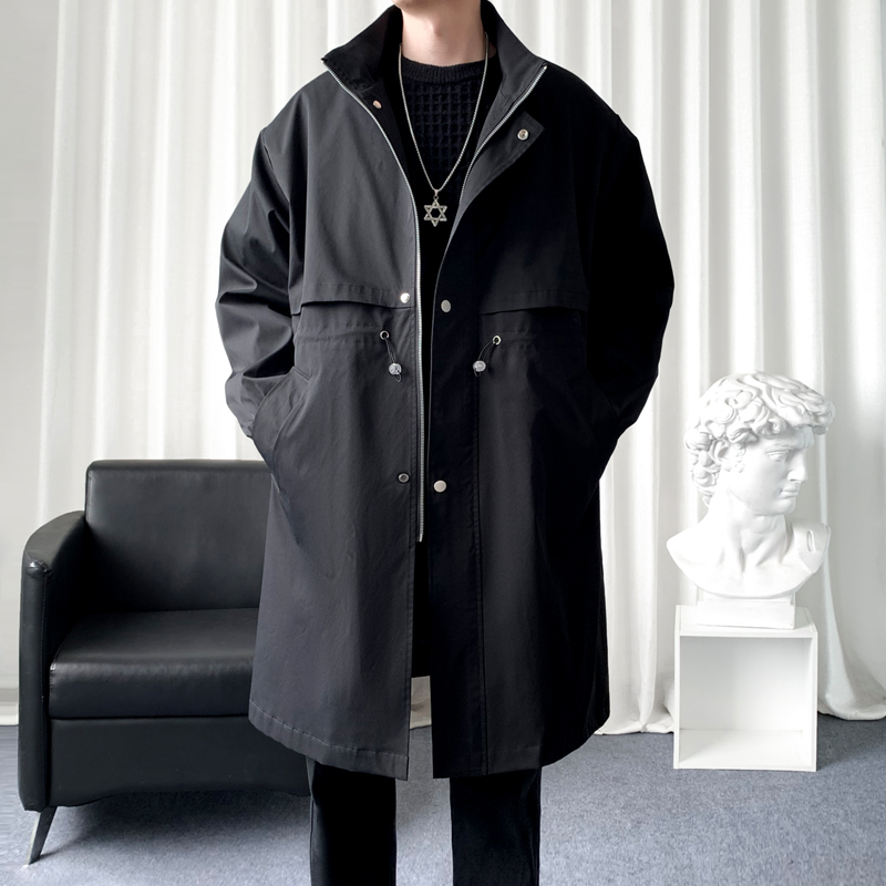 Streetwear Brand Clothing - Mantel Trench gaya Korea pria, jaket