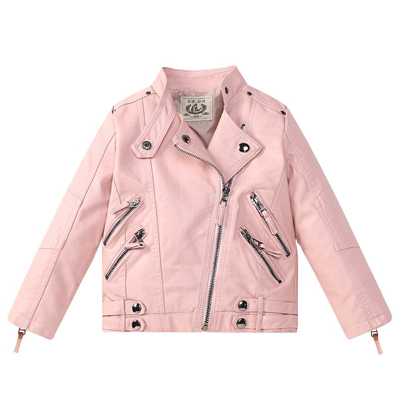 Streetwear Brand Red Logo - Jaket Kulit PU Anak Perempuan Anti