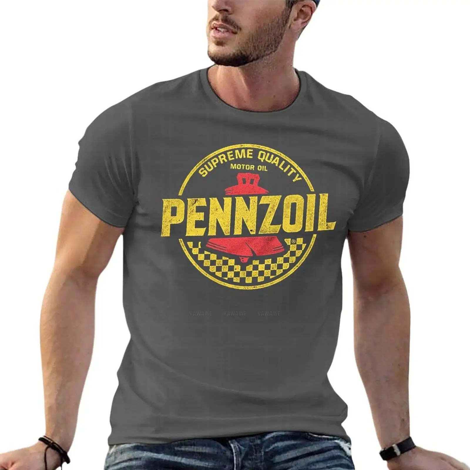 Streetwear Brand Clothing - Distressed Pennzoil Logo minyak kaus ukuran