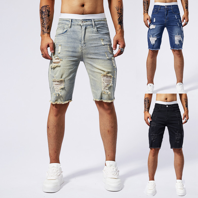 Celana Pendek Denim Robek Pria - Streetwear Brand Denim ulasan dan harga
