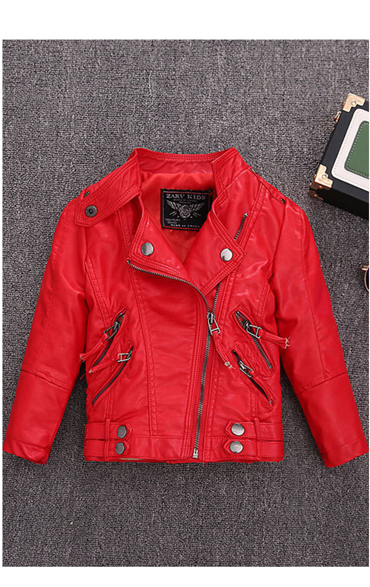 Jaket Kulit PU Anak-Anak Motif - Streetwear Brand Red Logo ulasan dan harga